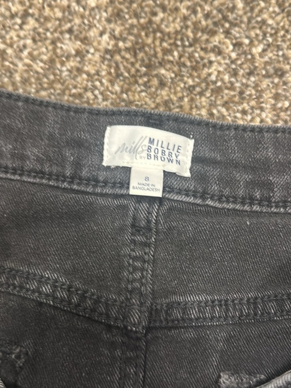 Black Women's Denim Mini Skirt with Crystal Bow Detail - Picture 3 of 4